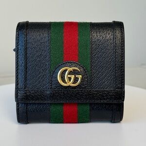 GUCCI OPHIDIA WEB STRIPE BIFOLD WALLET